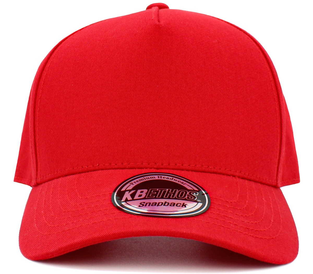 Red Baseball 5 Panel Cap Front View